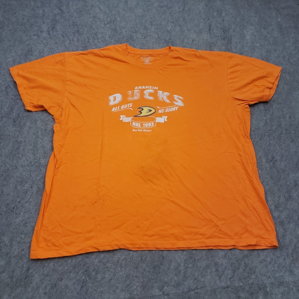 Anaheim Ducks Shirt Mens 2XL XXL Orange White Logo Hockey NHL Outdoor Adult *